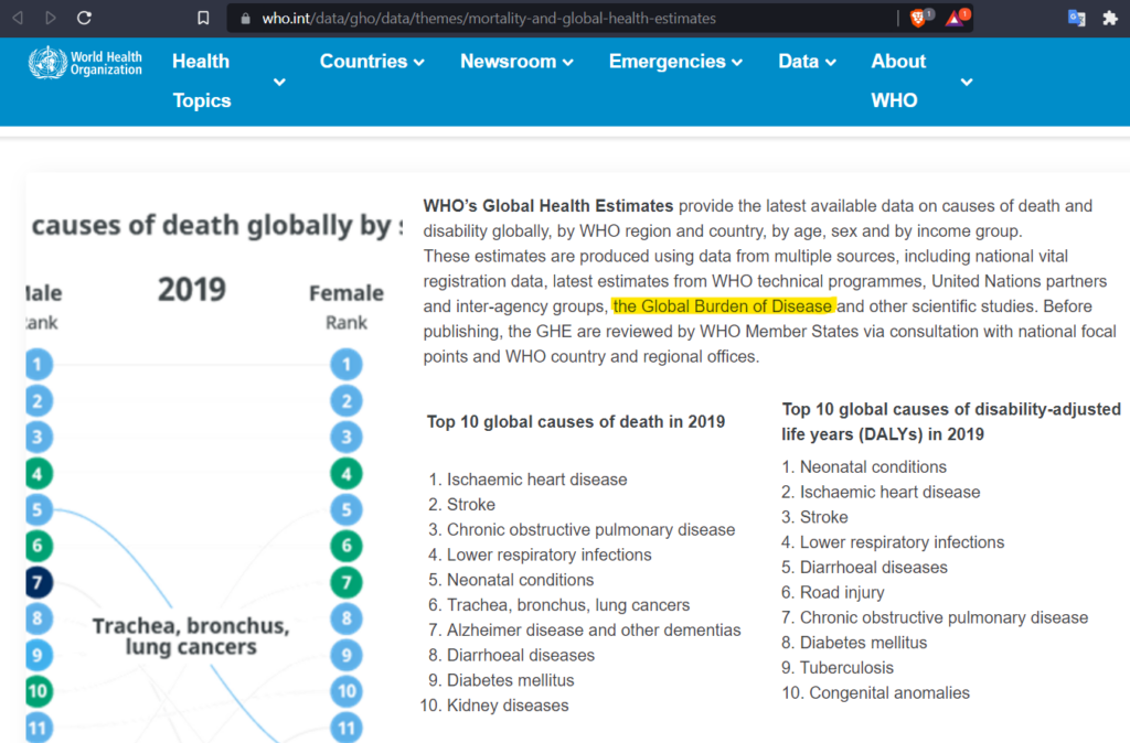 WHO a Global Burden of Disease studie 